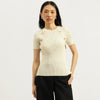 Women Round Neck Ribbed Top