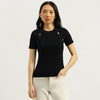 Women Round Neck Ribbed Top
