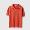 Boys Regular Fit Bouchle Texture Polo T-Shirt