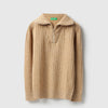 Boys Regular Fit Mock Neck Textured Lambswool Sweater
