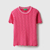 Girls Regular Fit Round Neck Chevron Textured Top