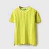 Girls Regular Fit Round Neck Chevron Textured Top