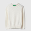 Girls Regular Fit Round Neck Pointelle Knit Structure Sweatshirt