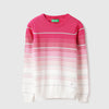 Regular Fit Round Neck Striped Lurex Yarn Dyed Sweater