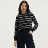 Women Round Neck Striped Sweater