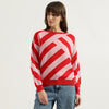 Women Round Neck Striped Sweater