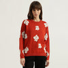 Women Round Neck Floral Textured Sweater