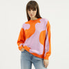 Women Round Neck Colorblock Sweater