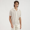Men Relaxed Fit Polo Neck Box Textured Jacquard Cardigan