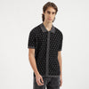 Men Relaxed Fit Polo Neck Box Textured Jacquard Cardigan