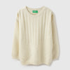 Girls Regular Fit Round Neck Textured Wool Sweater