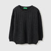 Girls Regular Fit Round Neck Textured Wool Sweater