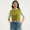 Women Round Neck Textured Cable Knit Sweater
