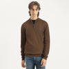 Men Regular Fit Mock Neck Solid Zipped Up Sweater