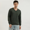 Men Regular Fit V-Neck Solid Lambswool Pullover Sweater