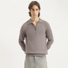 Men Regular Fit Polo Neck Vertical Ribbed Lambswool Pullover Sweater