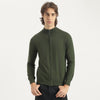 Men Regular Fit Mock Neck Solid Front Open Zipped Merino Wool Sweatshirt