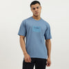 Men Boxy Fit Crew Neck Solid Patch Jersey T-Shirt