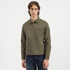 Men Regular Fit Spread Collar Solid Washed Cotton Twill Jacket