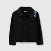 Boys Regular Fit Spread Collar Printed Denim Trucker Jacket