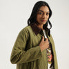 Women Spread Collar Quilted Twill Jacket