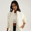 Women Mock Neck Solid Polar Fleece Nylon Puffer Jacket
