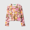 Girls Regular Fit Round Neck Floral Rib Top