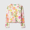 Girls Regular Fit Round Neck Floral Rib Top