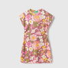 Girls Regular Fit Round Neck Floral Print Rib Dress