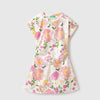 Girls Regular Fit Round Neck Floral Print Rib Dress