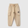 Boys Solid Relaxed Fit Acid Wash Cargo Trackpants