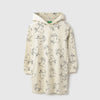Girls Regular Fit Hooded Neck Printed Pin Heart Sweat Dress
