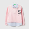 Girls Regular Fit Shirt Collar Printed Sweatshirt