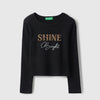 Girls Regular Fit Round Neck Embellished Shine In Silicon Transfer T-Shirt