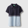 Boys Regular Fit Polo Neck Textured T-Shirt