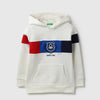 Boys Regular Fit Hooded Neck Colorblock Centre Cut And Sew Sweatshirt