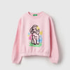 Girls Regular Fit Round Neck Printed Poodle Cord Sweatshirt