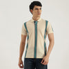 Men Regular Fit Polo Neck Striped T-Shirt