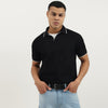 Men Relaxed Fit Johny Collar Pique Textured Honeycomb Polo T-Shirt