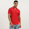 Men Relaxed Fit Johny Collar Pique Textured Honeycomb Polo T-Shirt