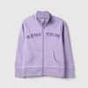 Girls Regular Fit Mock Neck Front Open Embossed Sweatshirt