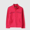 Girls Regular Fit Mock Neck Embossed Front Open Sweatshirt