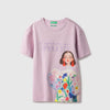 Girls Longline Fit Round Neck Graphic Exploded  Print T-Shirt
