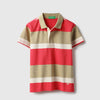 Boys Regular Fit Polo Neck Colorblock Striped T-Shirt