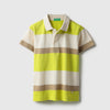 Boys Regular Fit Polo Neck Colorblock Striped T-Shirt