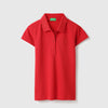 Girls Regular Fit Solid Scallop Collar Polo T-Shirt