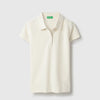 Girls Regular Fit Solid Scallop Collar Polo T-Shirt