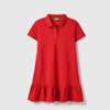 Girls Regular Fit Solid Scallop Collar Polo Dress
