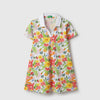 Girls Regular Fit Johny Collar Floral Pique Dress