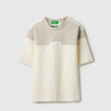 Boys Boxy Fit Round Neck Tonal Colorblock Pique T-Shirt